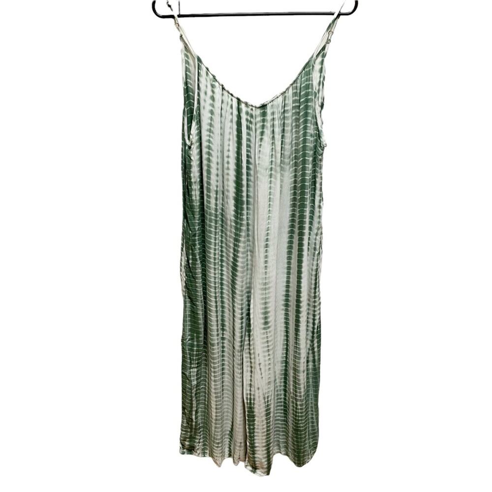 Cherish Green & Off White Tie Dye Pattern Spaghetti Strap Jumpsuit Small